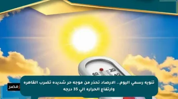 تنويه رسمي اليوم.. الأرصاد تحذر من موجة حر شديدة تضرب القاهرة وارتفاع الحرارة إلى 35 درجة